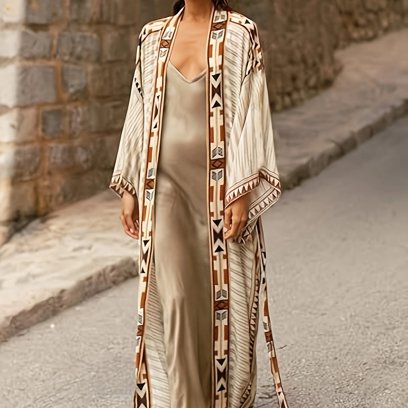 Blossom and Radiate Viscose Kimono Geometric Long Sleeve