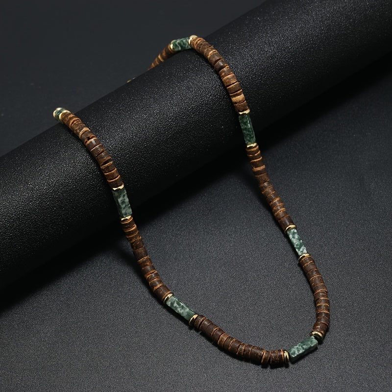 Boho Coconut Shell Beaded Necklace Set Of 3 Wooden Beads