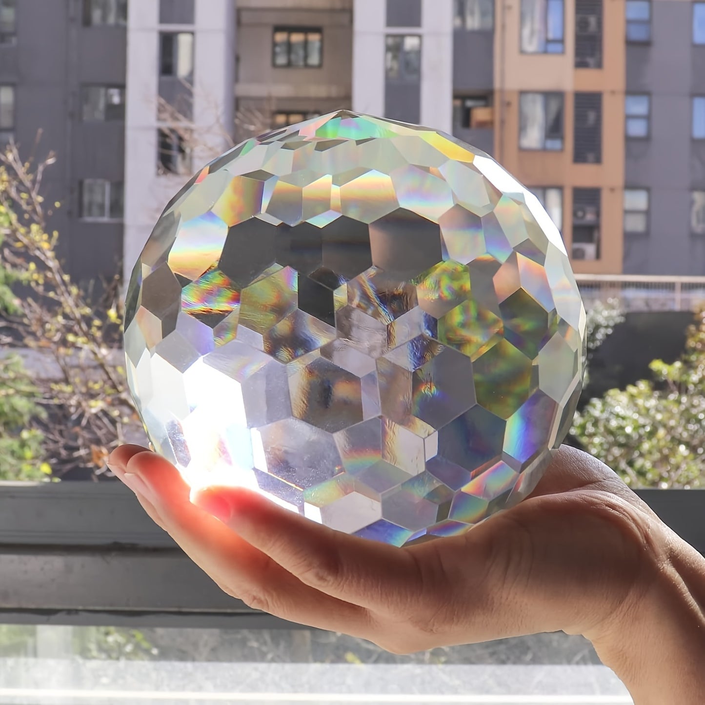 Blossom Radiate Crystal Glass Ball Rainbow Prism Home Decor