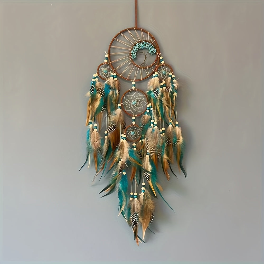 Handmade Bohemian Dream Catcher Pendant With Beads Decor