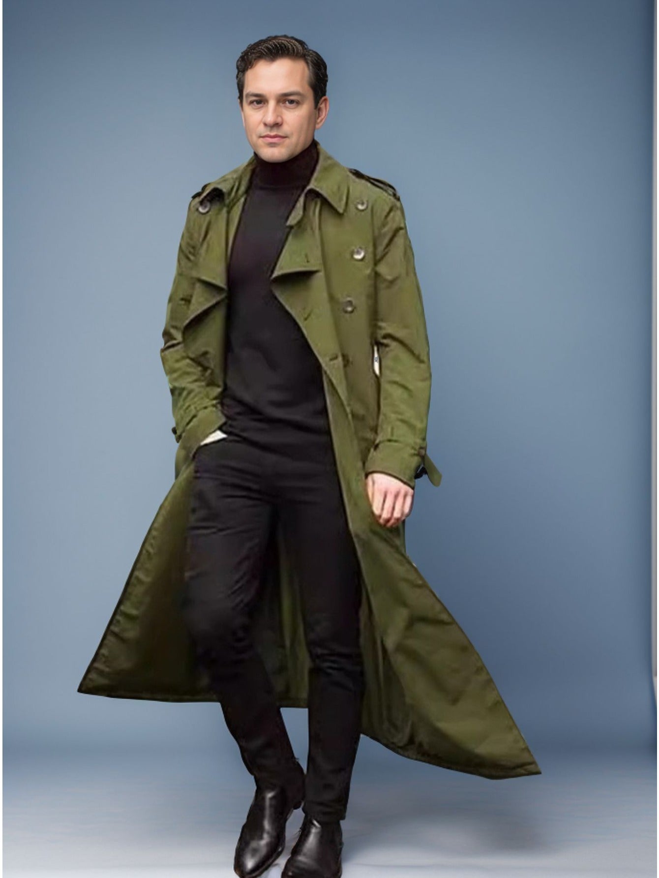 Blossom And Radiate Men Trench Coat Button Front Closure