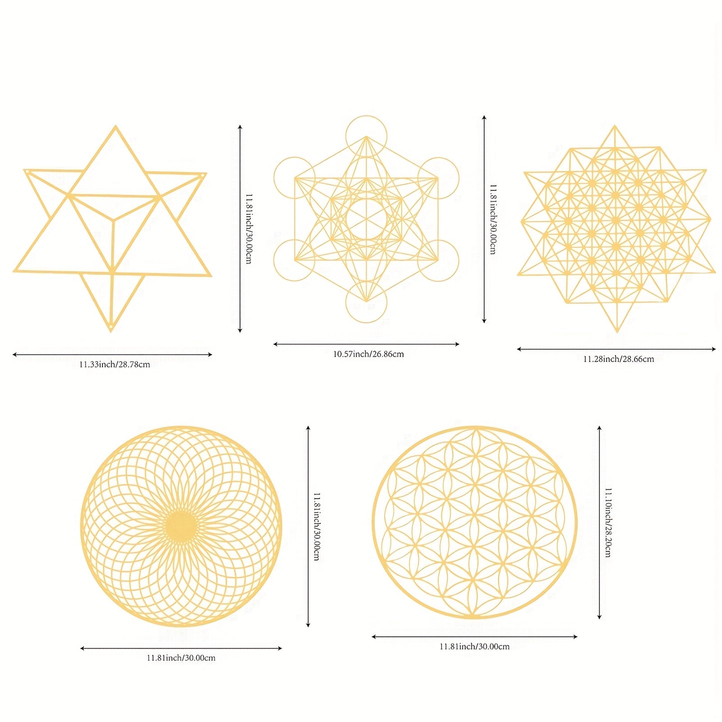 MORESEC Sacred Geometry Metatron Cube Wood Wall Art Set