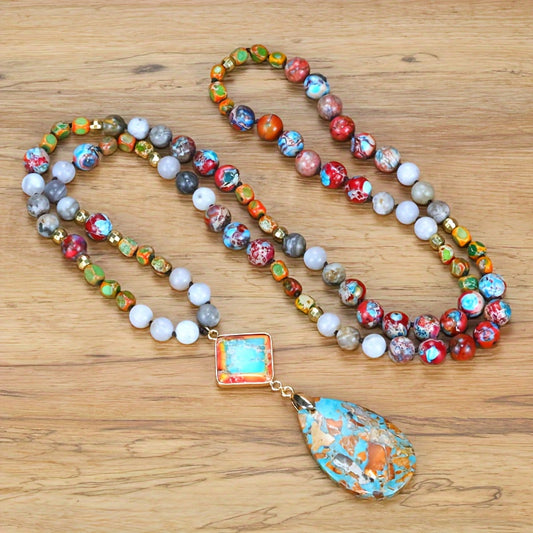 Blossom And Radiate Teardrop Bohemian Necklace Vintage