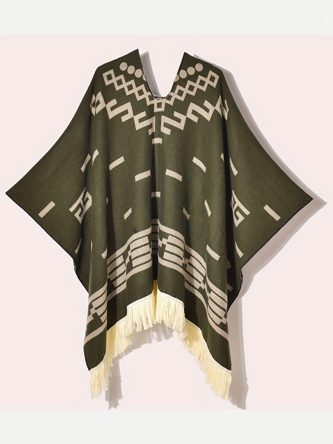SCACTO Men's Western Shawl Cloak Fringe Cape Poncho