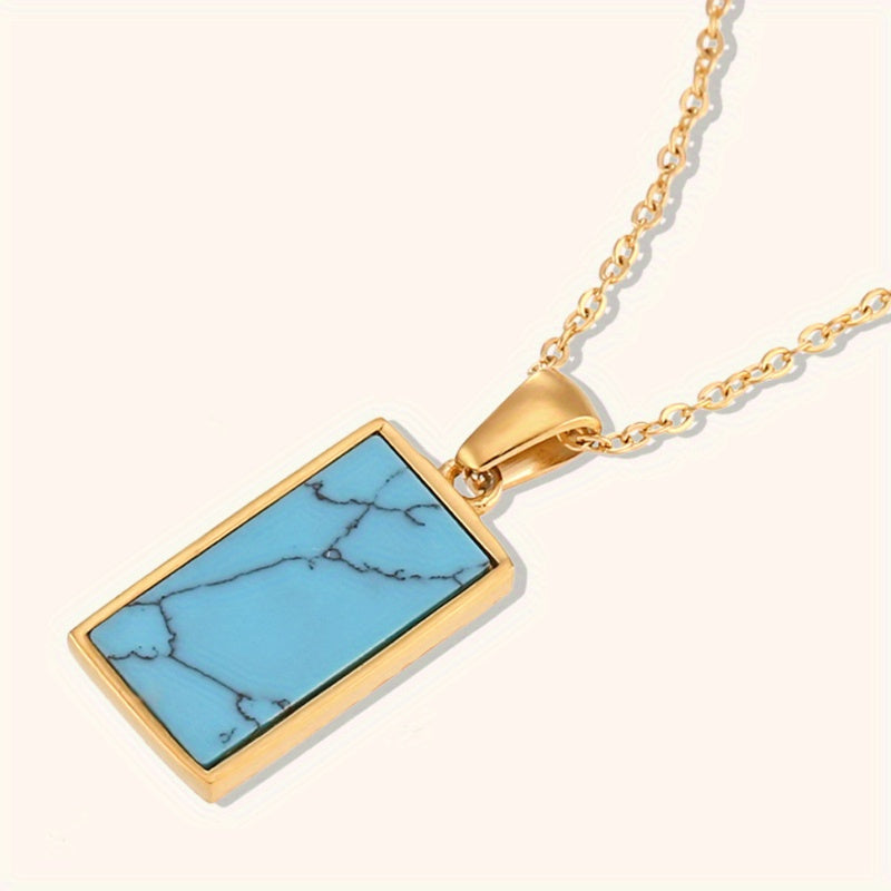 Rectangular Zirconia Tarot Pendant Necklace Stainless Steel
