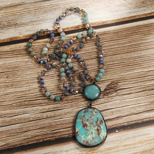 Blossom And Radiate Vintage Bohemian Natural Stone Necklace