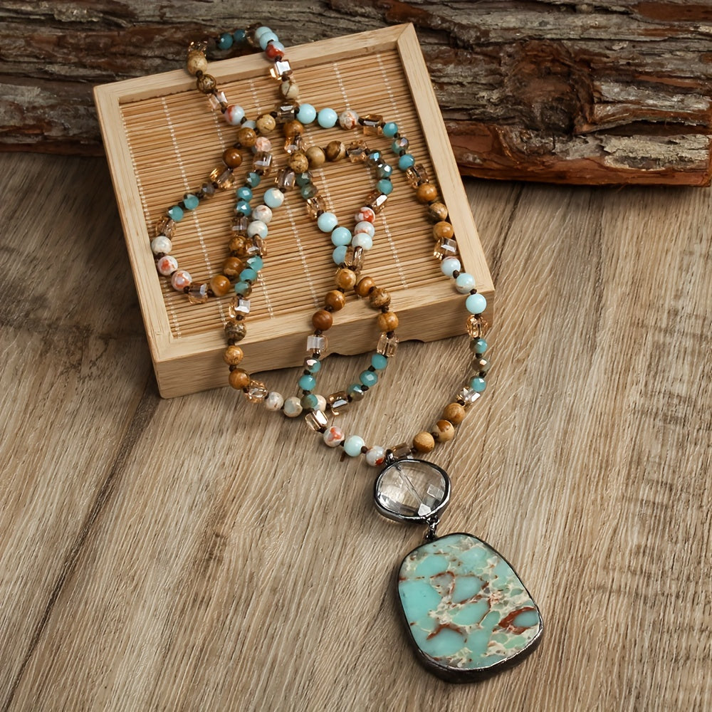 Blossom And Radiate Vintage Bohemian Natural Stone Necklace