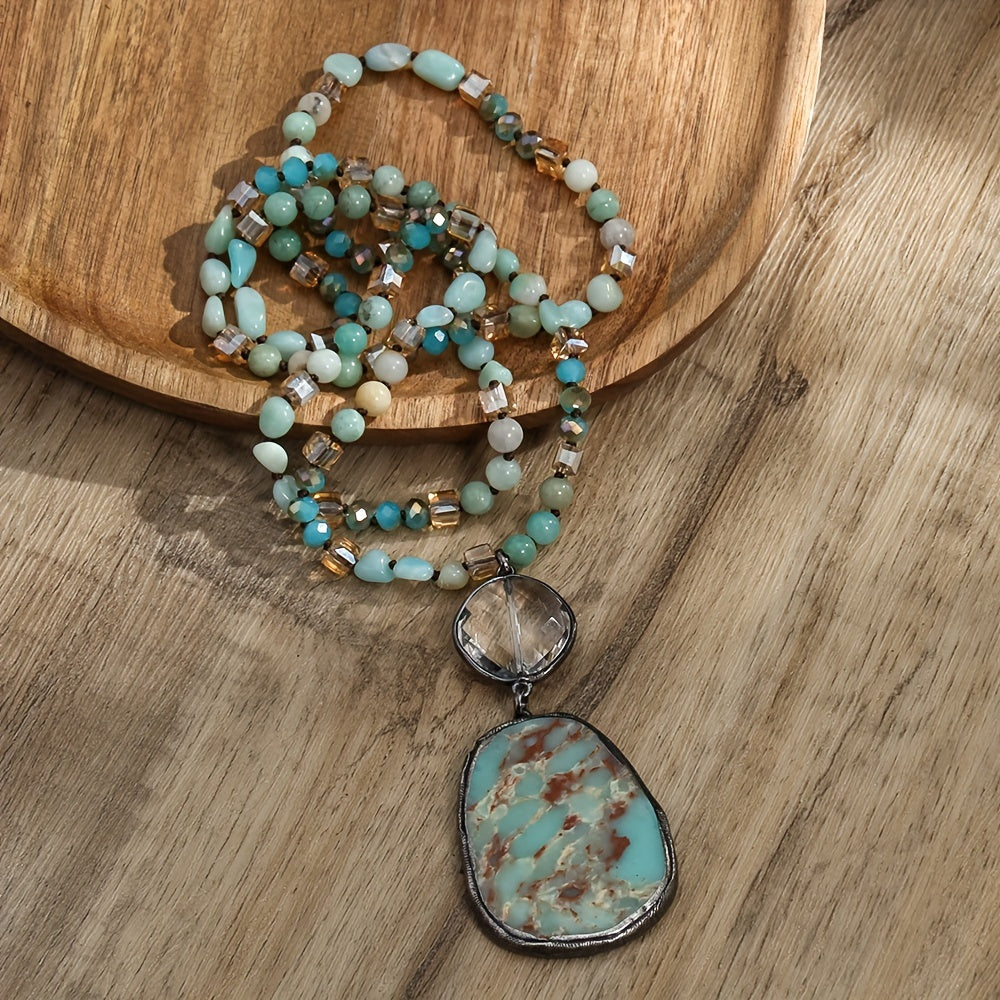 Blossom And Radiate Vintage Bohemian Natural Stone Necklace