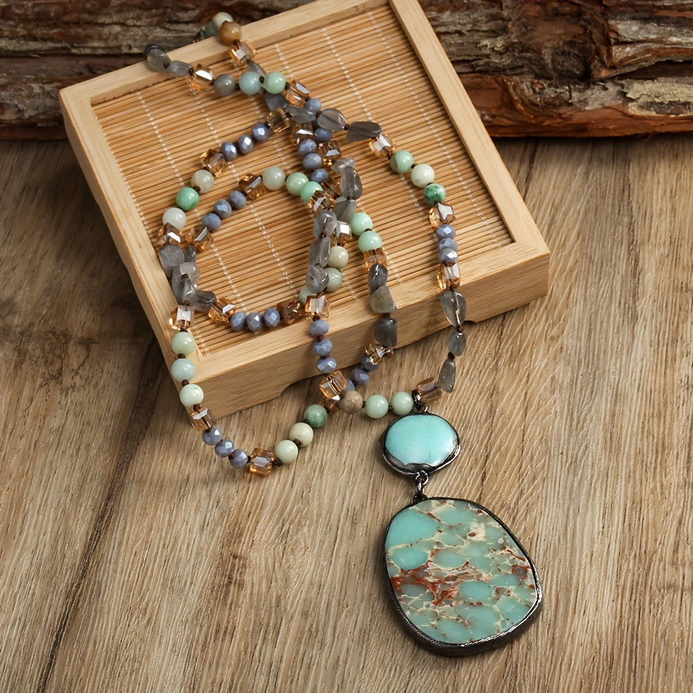 Blossom And Radiate Vintage Bohemian Natural Stone Necklace