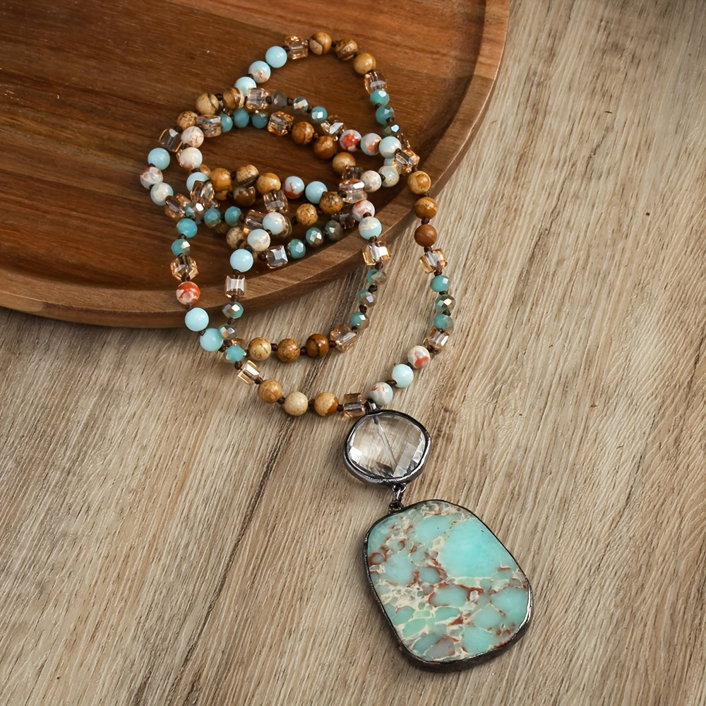 Blossom And Radiate Vintage Bohemian Natural Stone Necklace