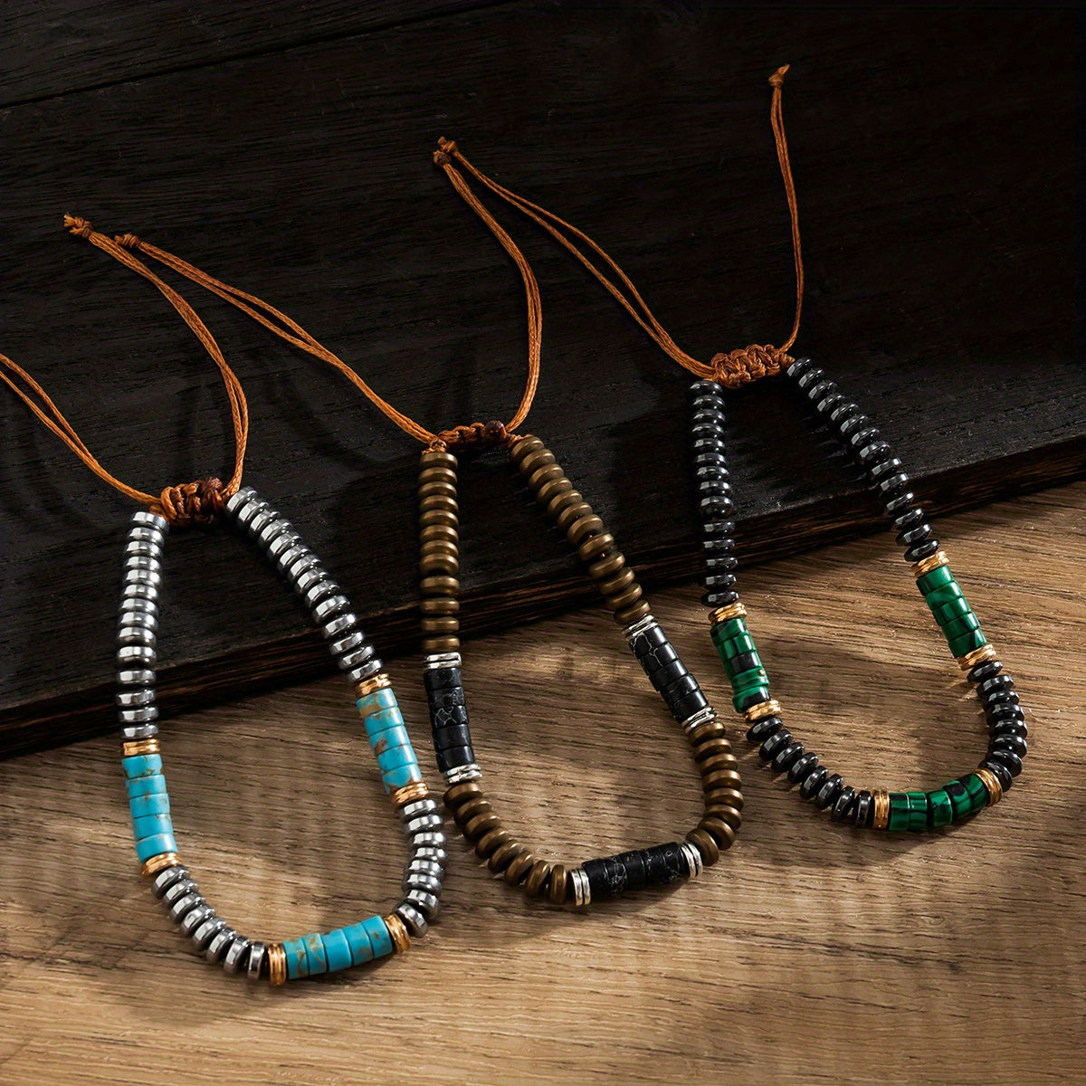 Natural Stone Bead Bracelets Set for Couple Adjustable