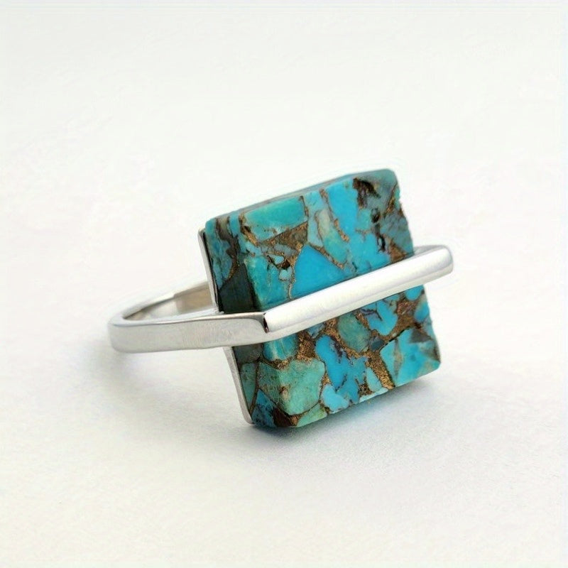 Blossom and Radiate Vintage Cube Ring Copper Band Artisan