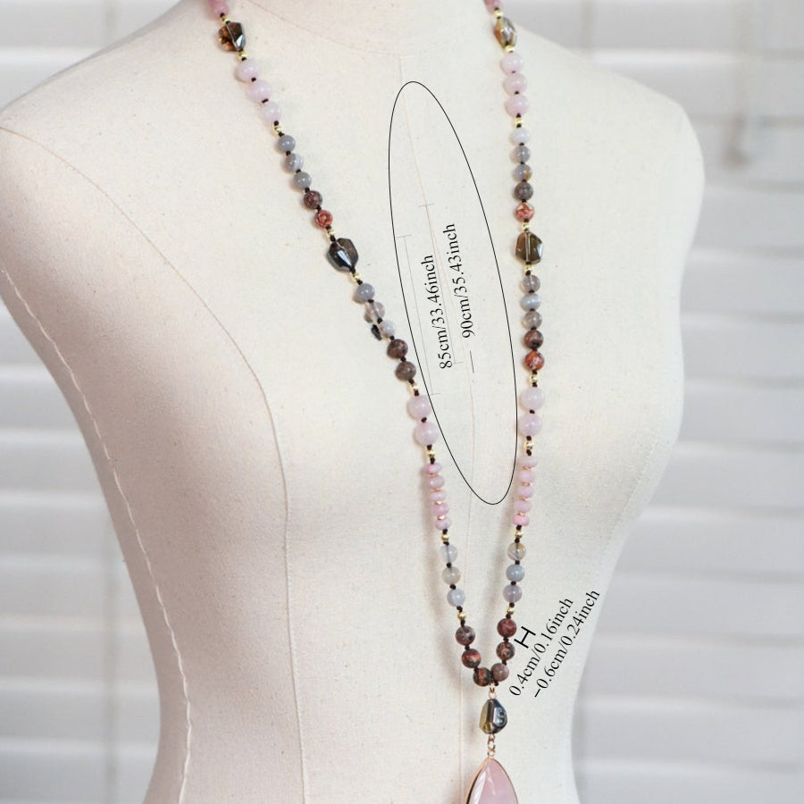 Blossom Radiate Boho Semi Precious Stone Pendant Necklace