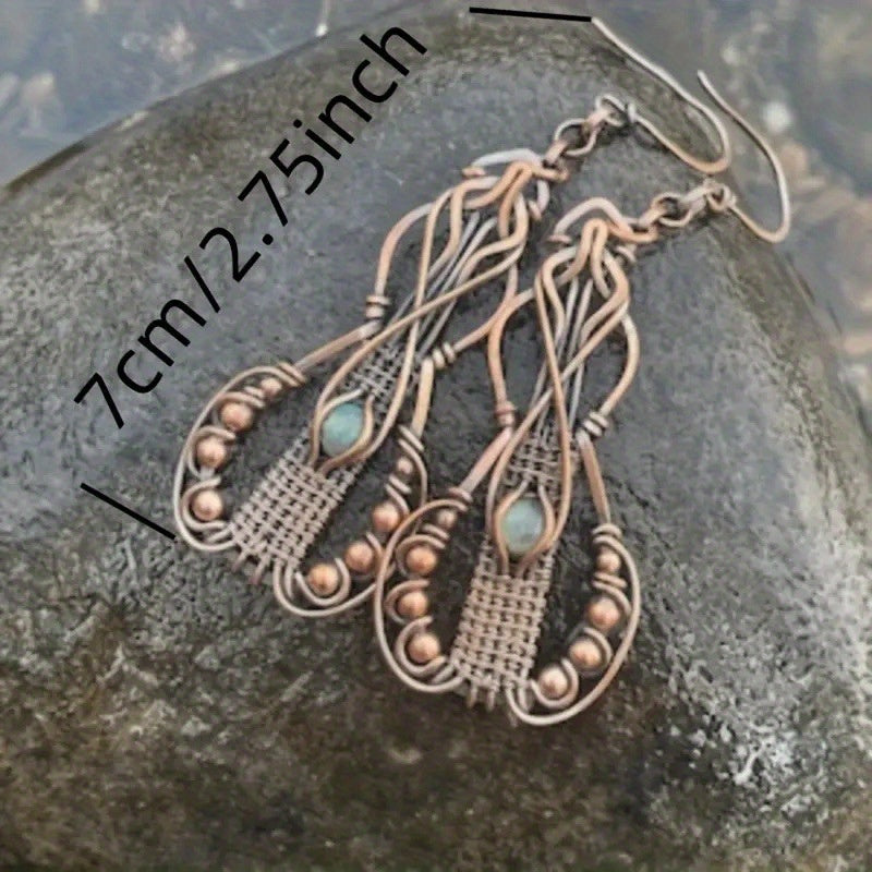 Bohemian Labradorite Pendant Earrings With Vintage Wire Wrap