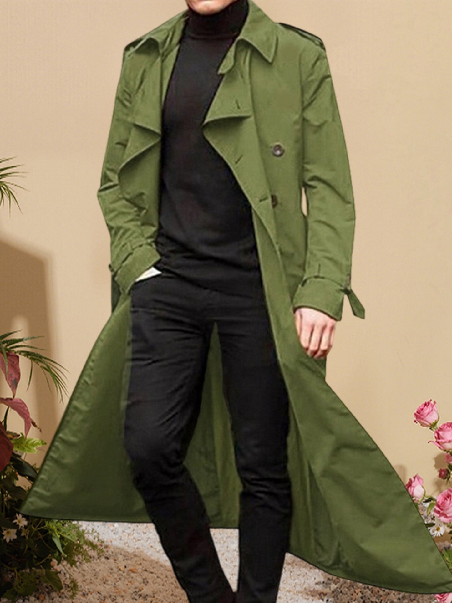 Mens Winter Overcoat Lapel Tailored Fit For Formal Wear