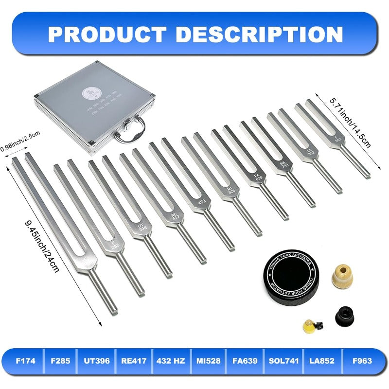 Solfeggio Tuning Forks Set 10pcs With Aluminum Alloy Case