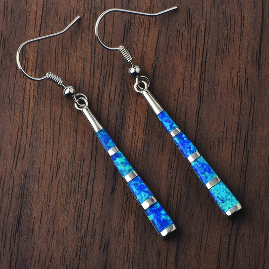 Copper Boho Earrings Silver Plated Opal Birthstone September