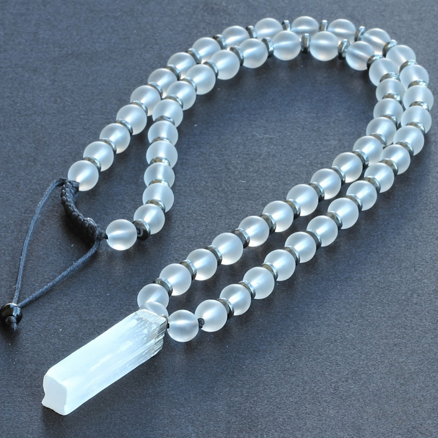 Blossom And Radiate Exquisite Selenite Pendant Necklace Boho