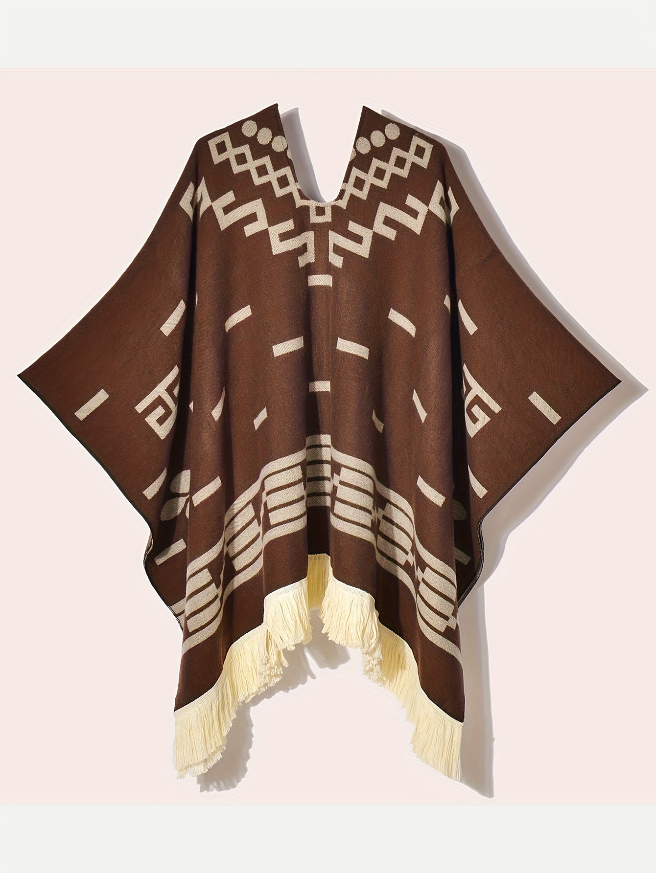SCACTO Men's Western Shawl Cloak Fringe Cape Poncho