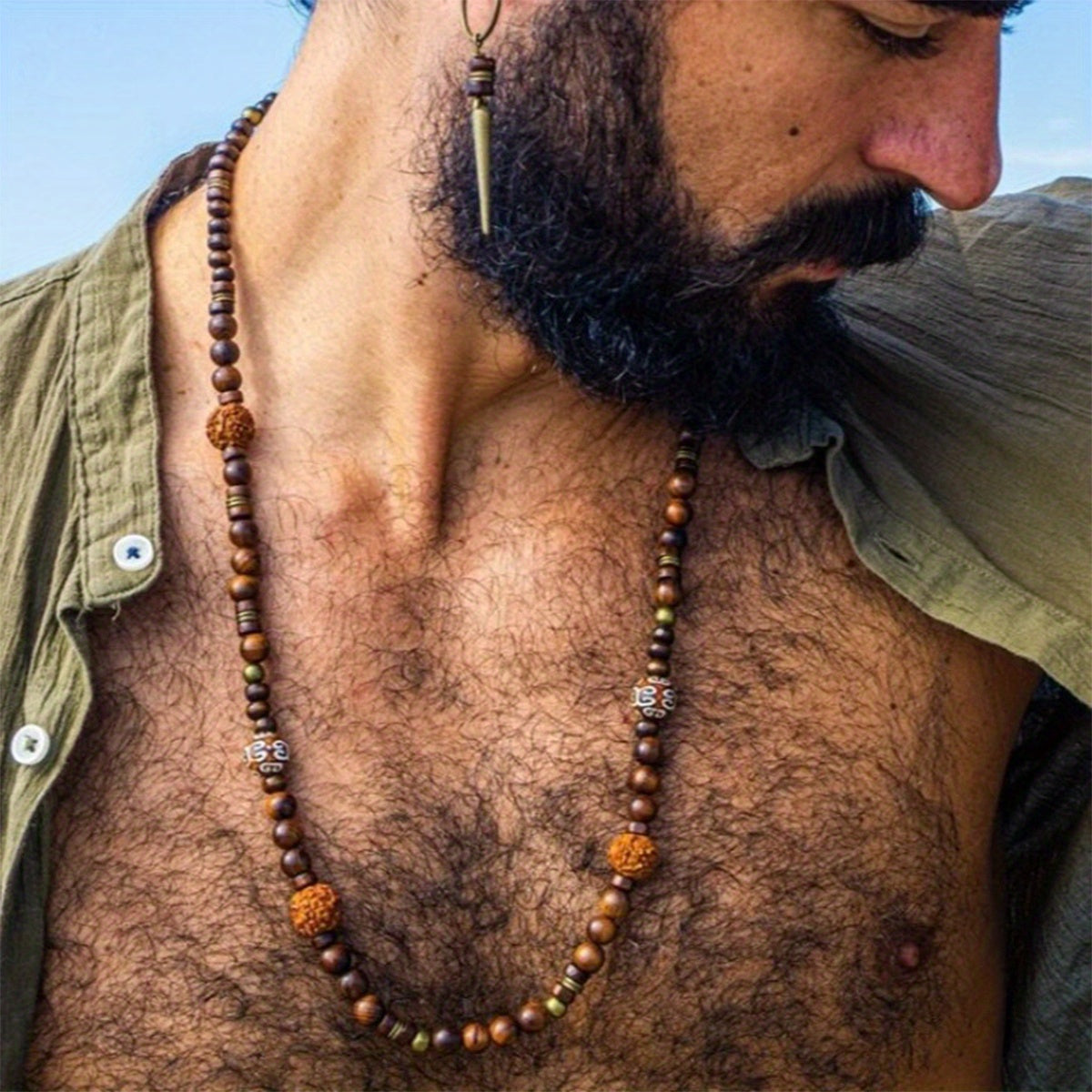 Bohemian Coconut Shell Bead Necklace For Men Vintage