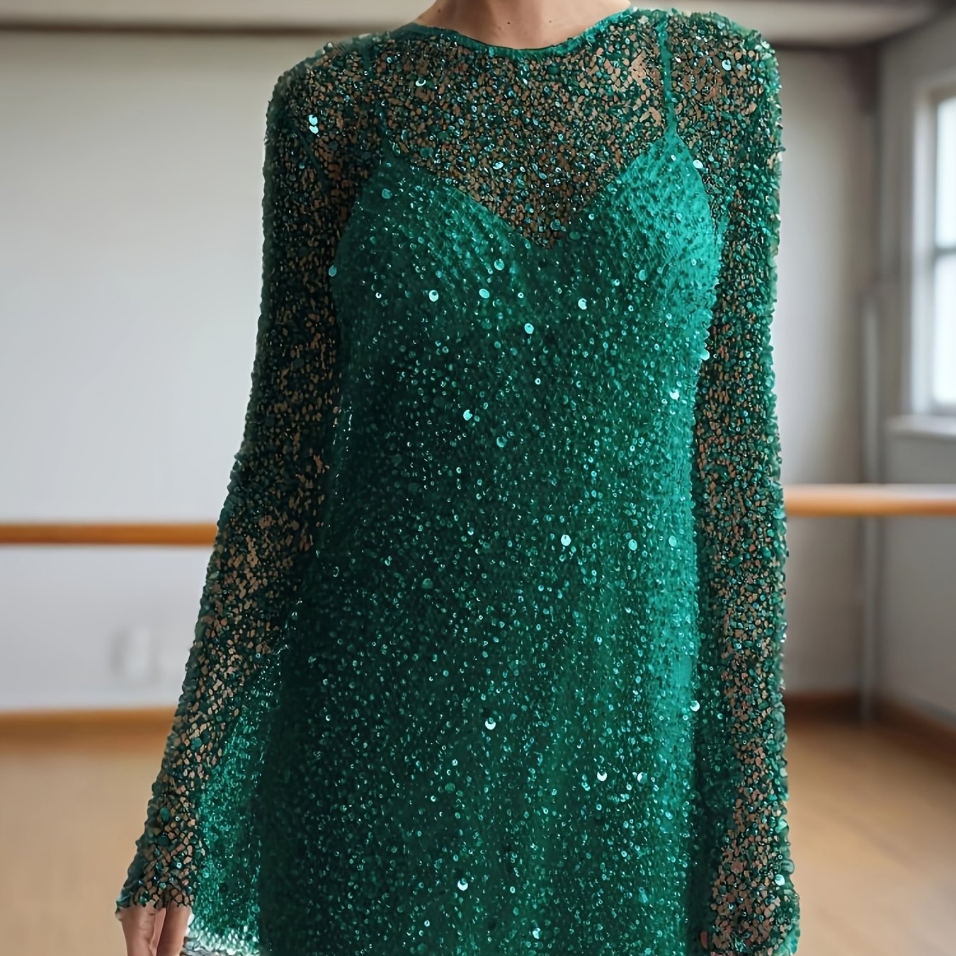 Sequin Mesh Two Piece Set With Lace Up Detail Women