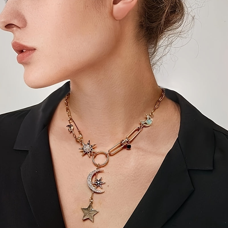Blossom & Radiate Boho Crescent Moon Pendant Necklace