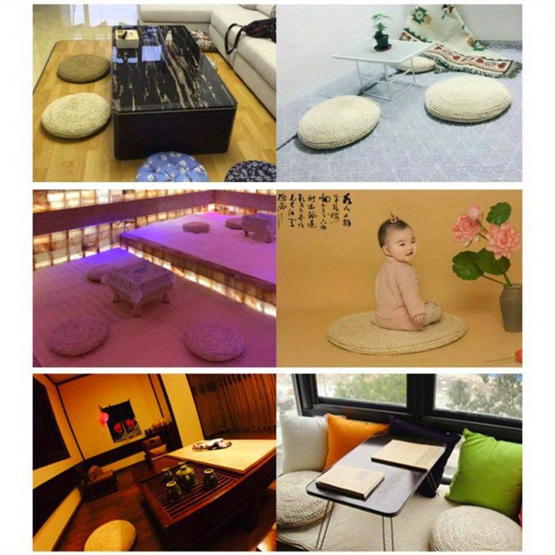 Ergonomic Round Yoga Meditation Mat Soft Straw Cushion