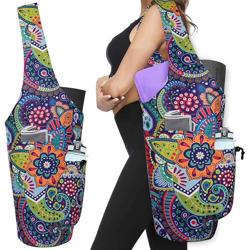 Yoga Mat Carrier Bag With Wet Zipper Pocket And Bottle