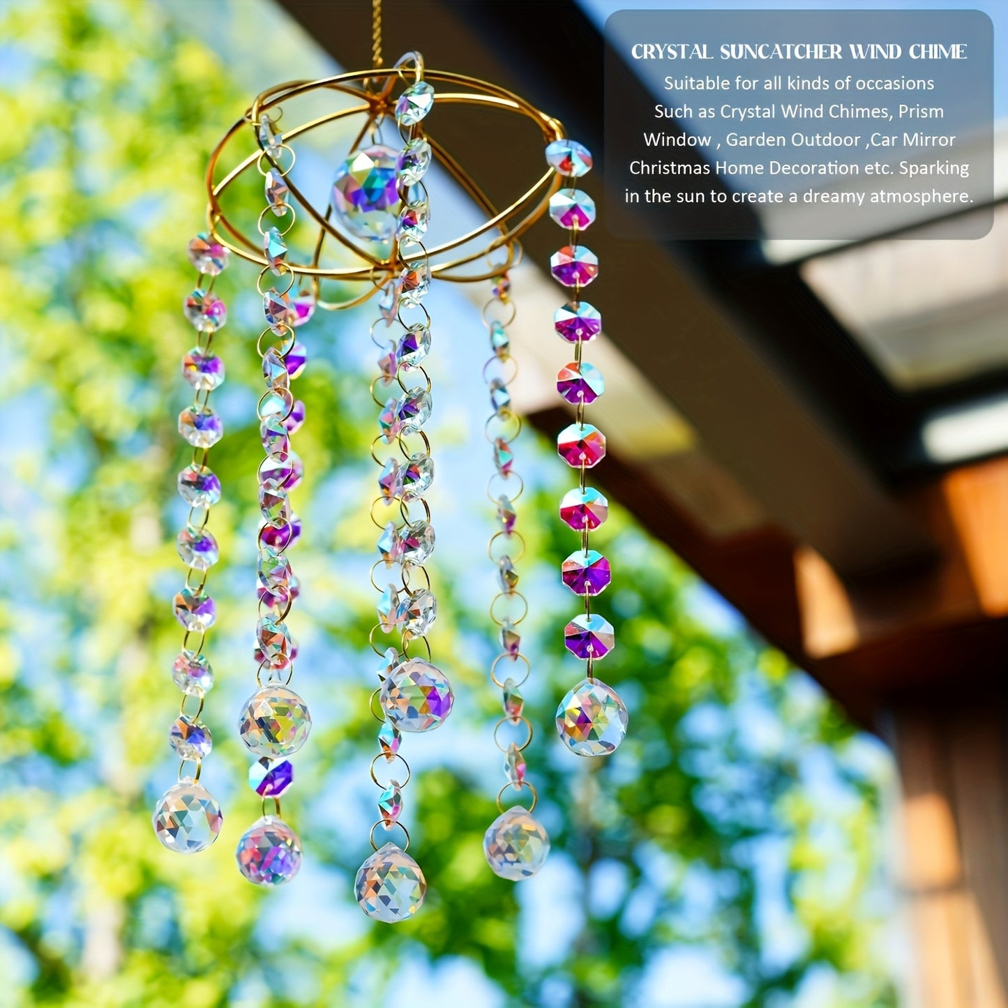 Planet Shape Crystal Ball Prism Wind Chime Indoor Outdoor