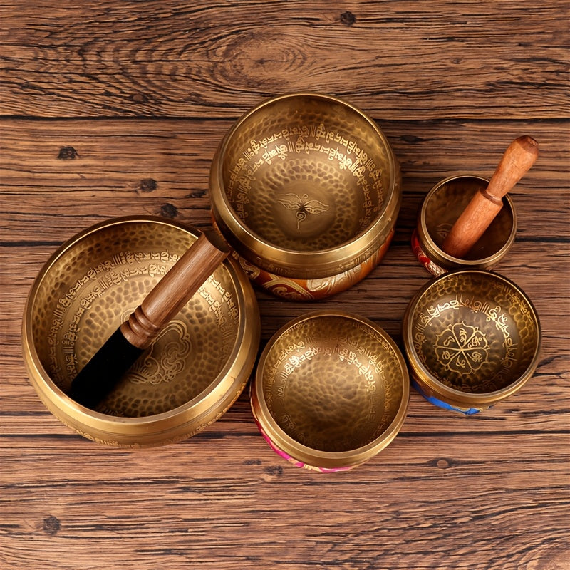 Brass Singing Bowl Six Character Mantra Scripture
