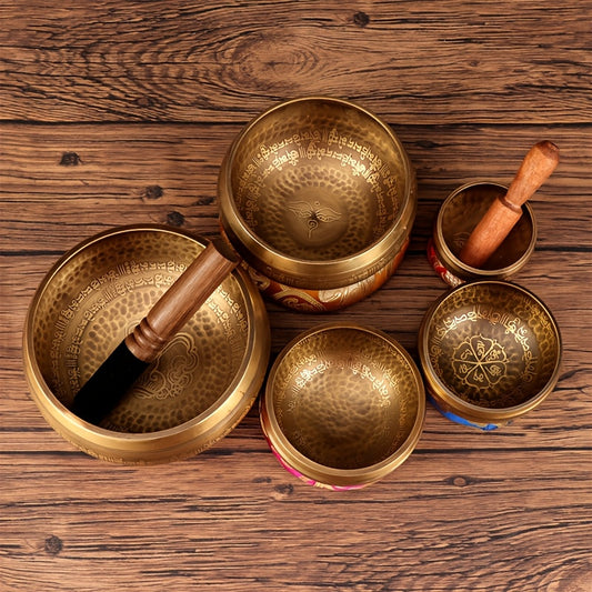 Brass Singing Bowl Six Character Mantra Scripture