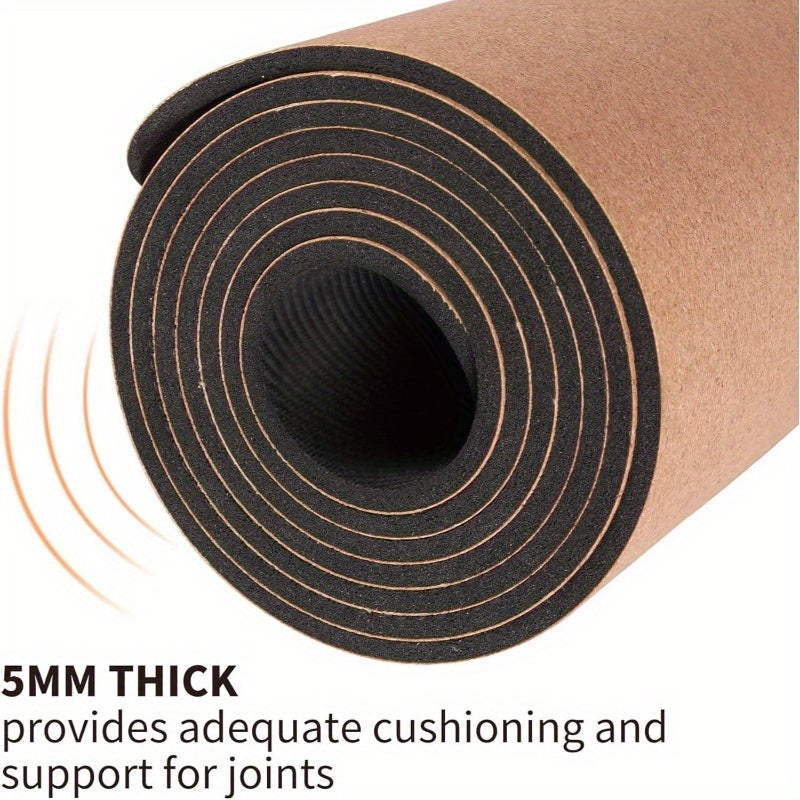 Premium Cork Yoga Mat Non Slip Mandala Design Home Workouts
