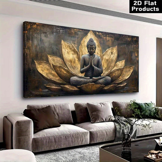 Buddha Meditation Canvas Wall Art Ready To Hang Wood Frame