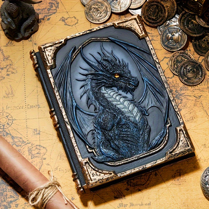 Dragon Embossed Resin Notebook Vintage Fantasy Journal For Sketching Notes And Gifts