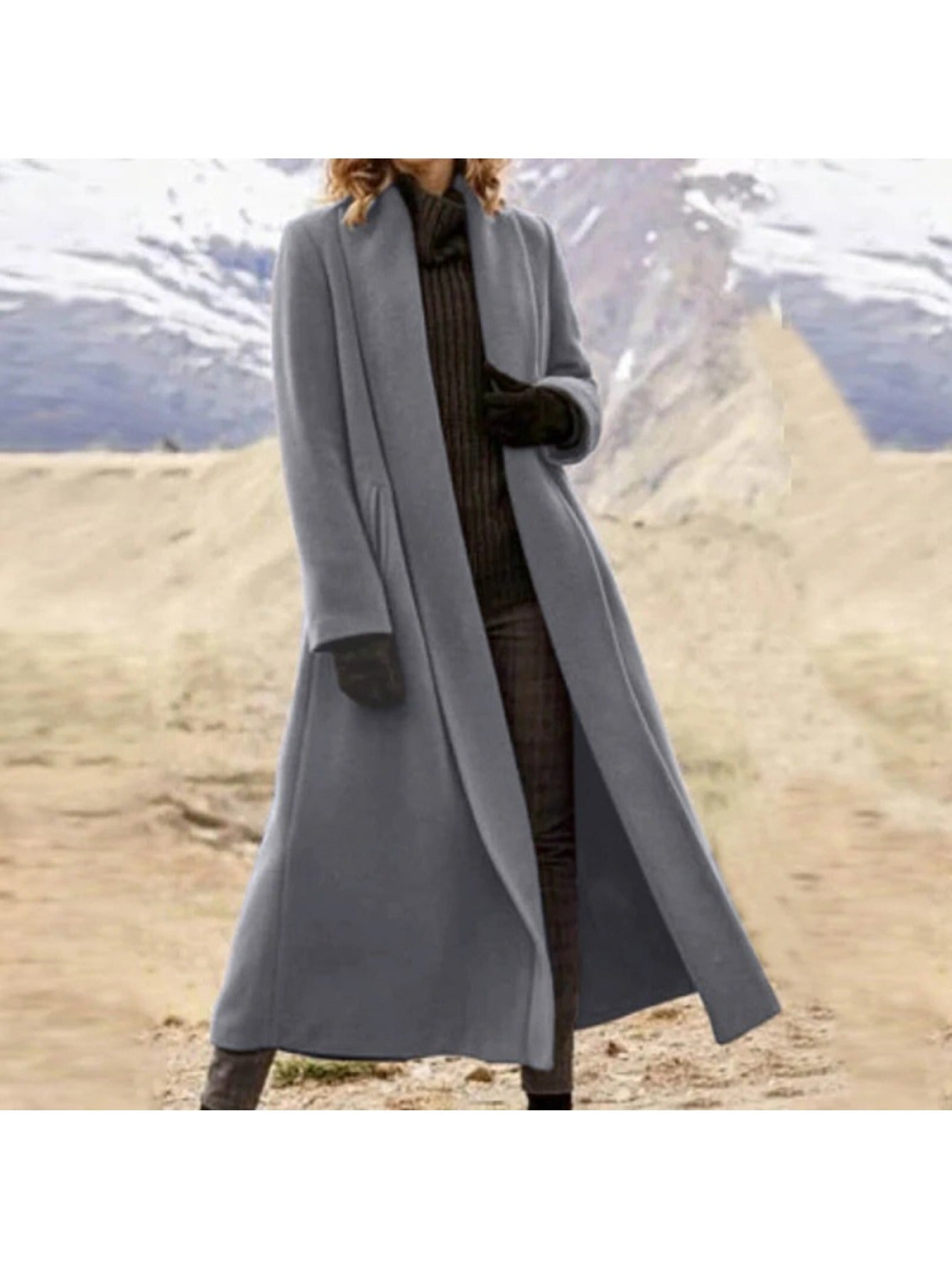 Women Extra Long Trench Coat Oversized Winter Outerwear