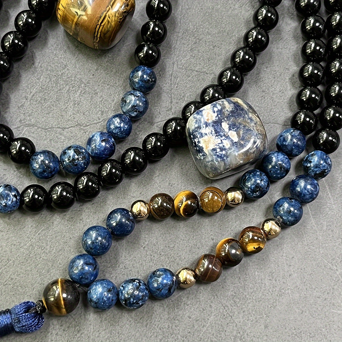Blossom And Radiate Bohemian Tiger Eye Agate Mala Necklace