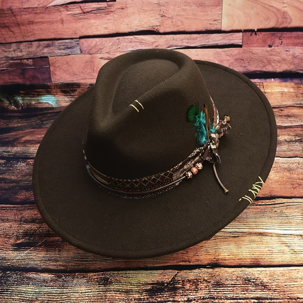 Bohemian Style Bow Feather Hat Accessory For Men And Women