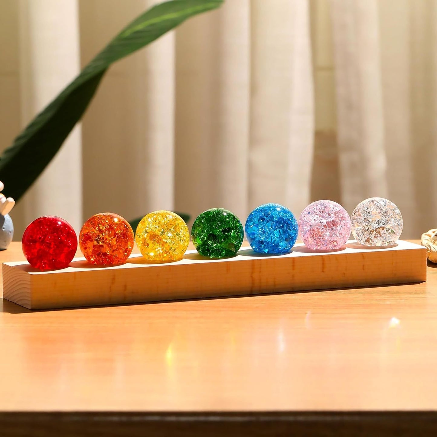Crystal Crackle Sphere Glowing Base Rainbow Energy Decor