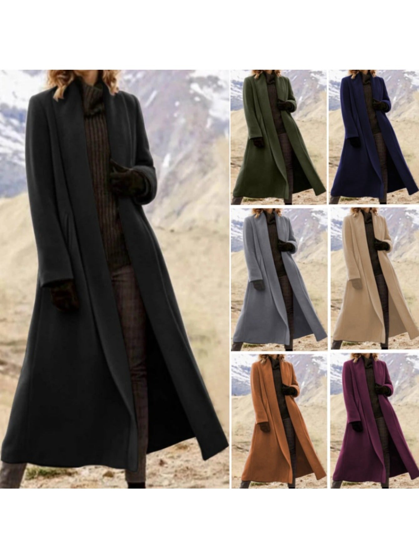 Women Extra Long Trench Coat Oversized Winter Outerwear