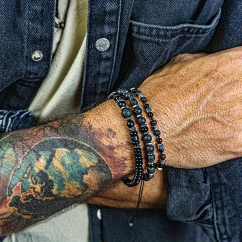 Simple Men Stackable Waterproof Bracelet Set Series