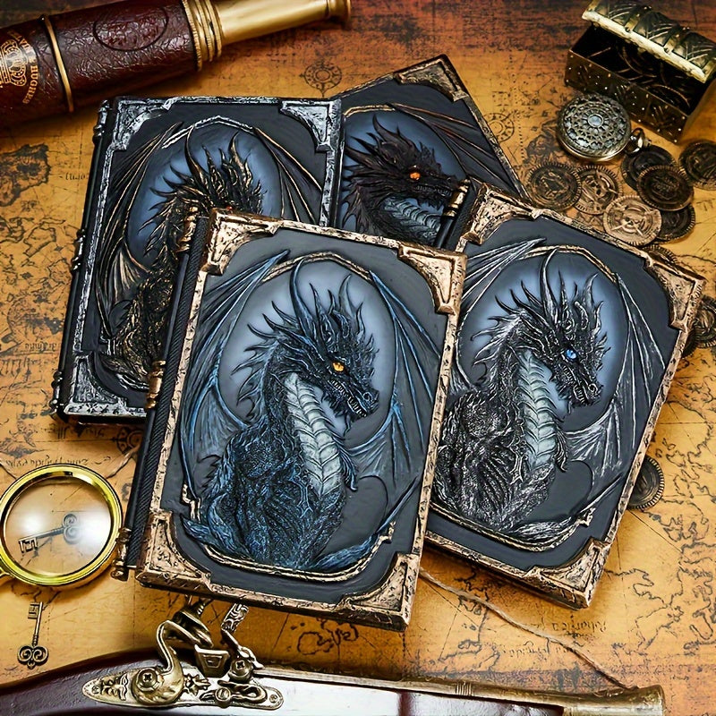 Dragon Embossed Resin Notebook Vintage Fantasy Journal For Sketching Notes And Gifts