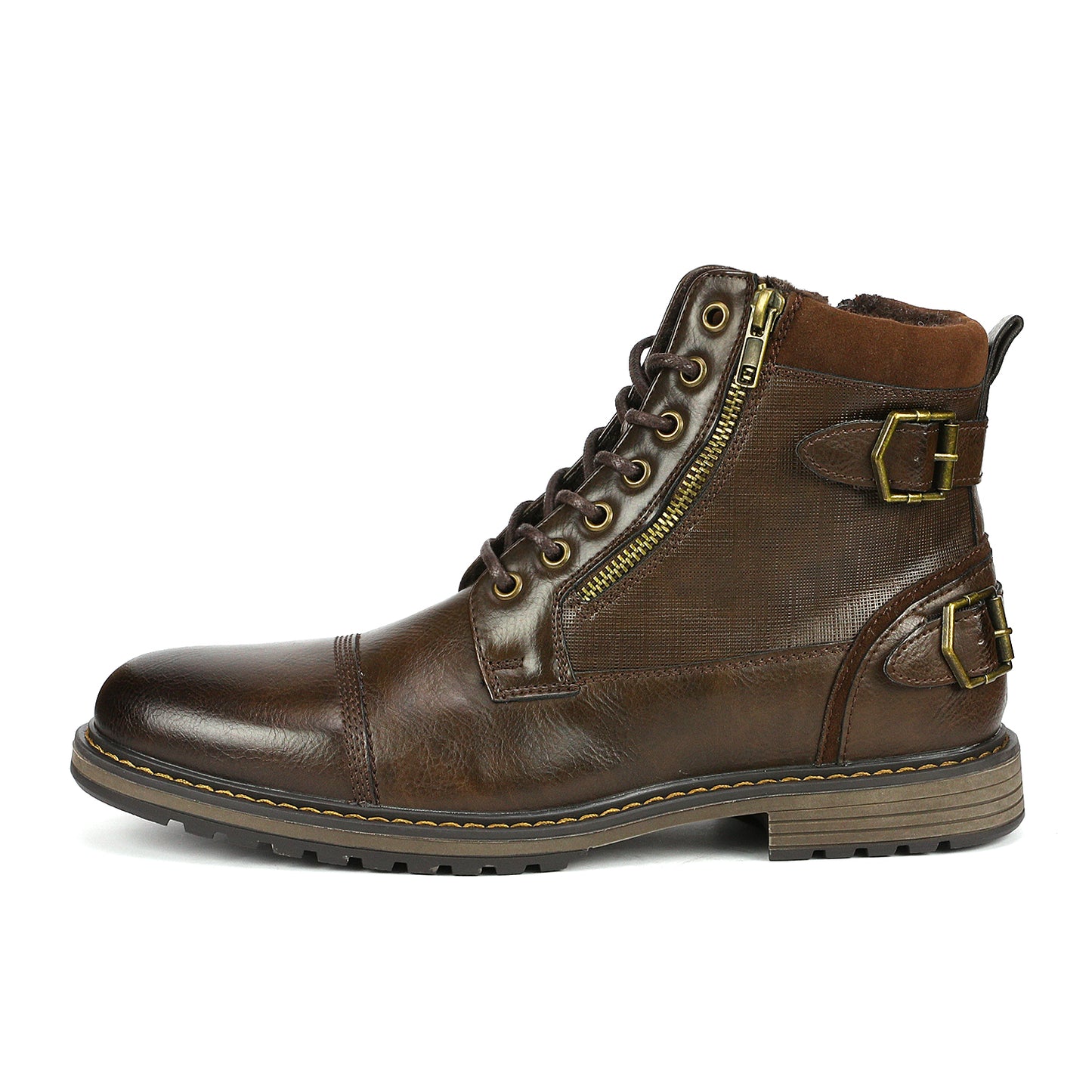 BRUNO MARC Men's Motorcycle Boots With Lace Closure