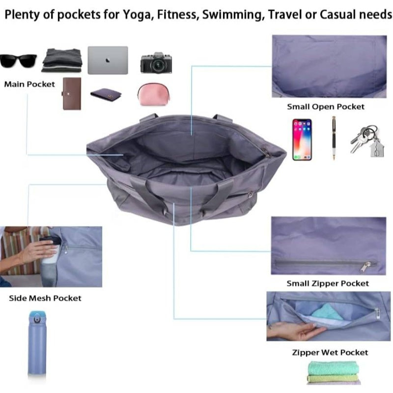 Travel Yoga Gym Tote Bag With Holder And Wet Pocket
