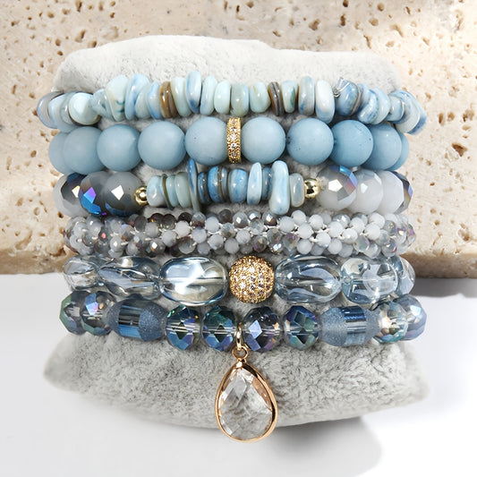 Blossom And Radiate Boho Tiger Eye Crystal Bracelet Set