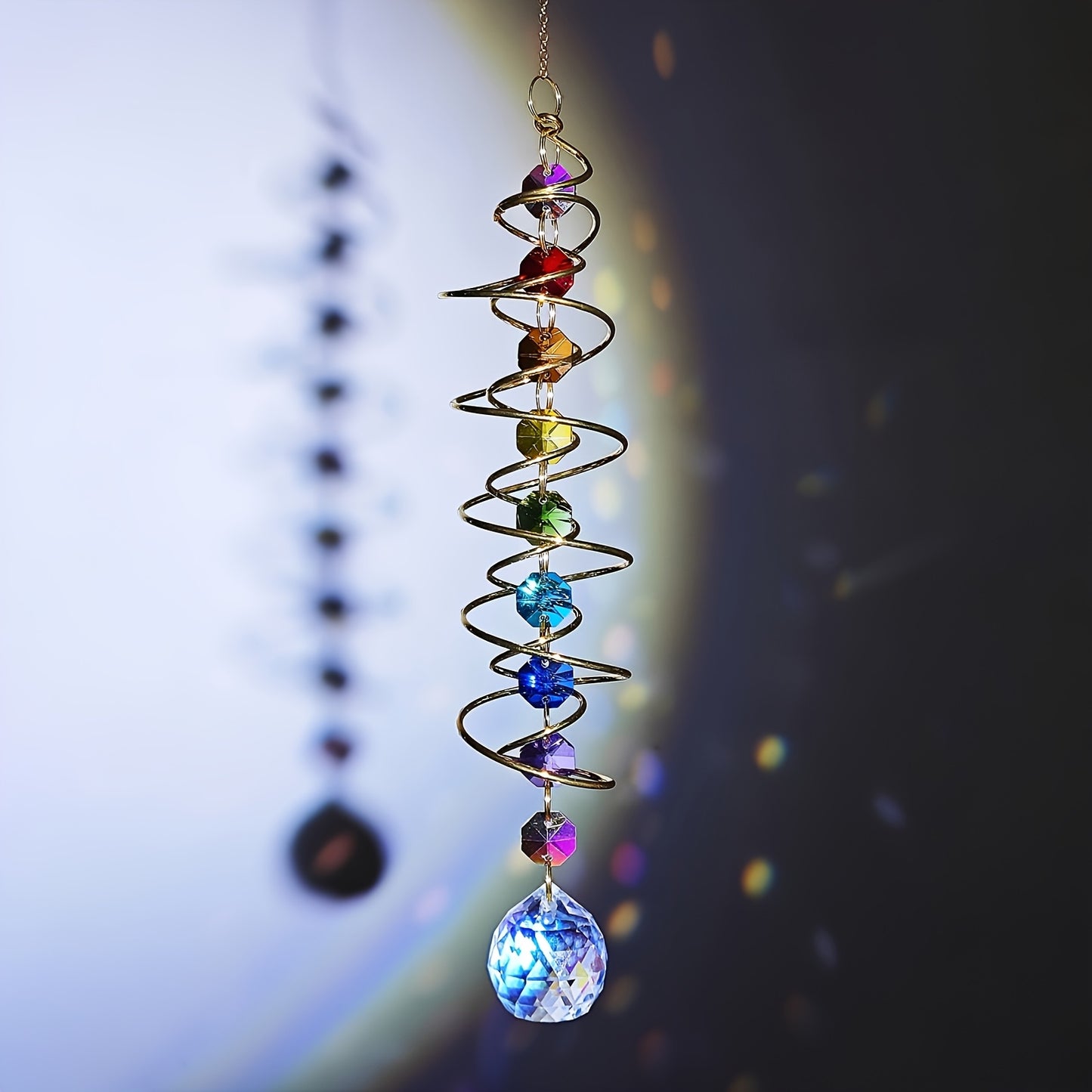 3D Spiral Wind Chime Stabilizer Crystal Pendant Stainless Steel