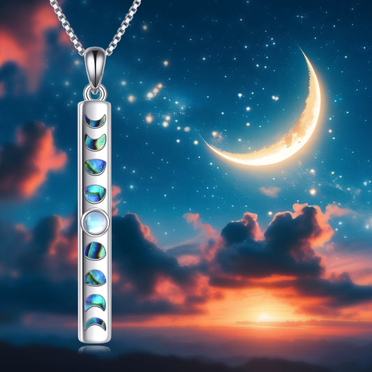 Moon Phase Necklace 925 Silver Moonstone Pendant Jewelry