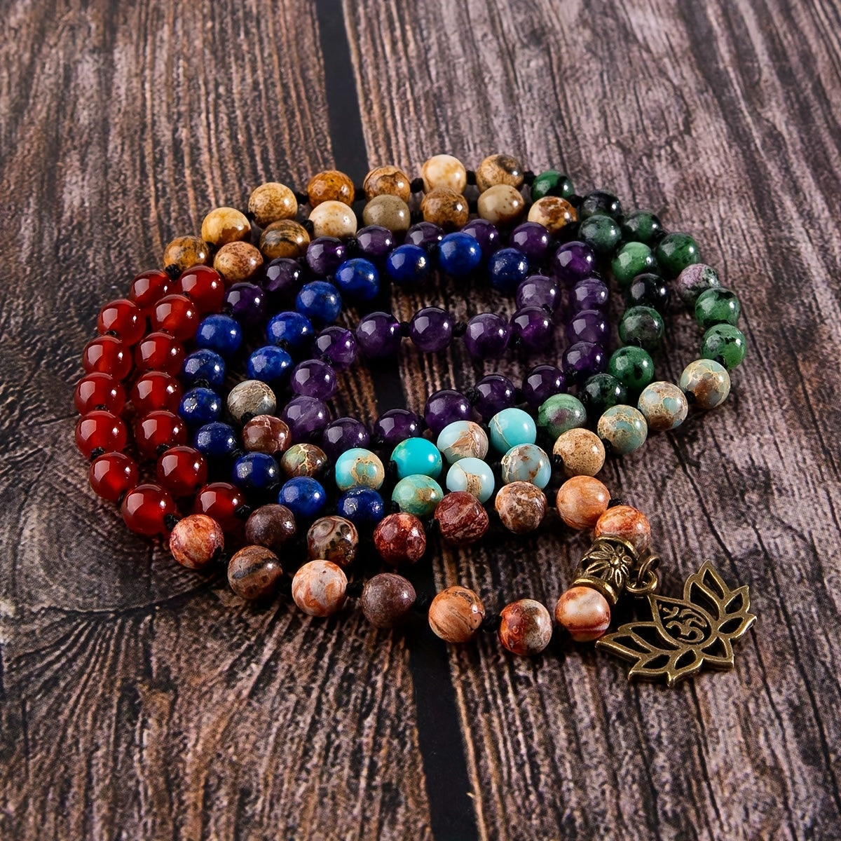 Blossom And Radiate Natural Stone Rosary Necklace Boho