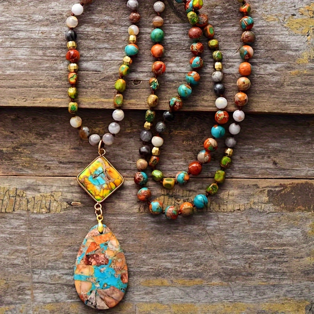 Blossom And Radiate Teardrop Bohemian Necklace Vintage