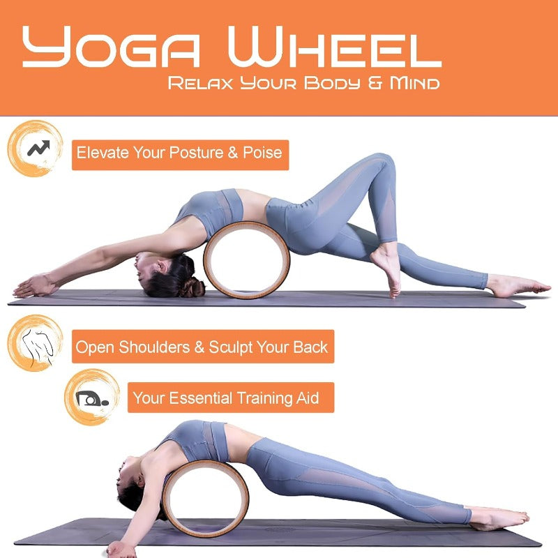 PU Rubber Yoga Wheel for Stretching and Back Tension Relief