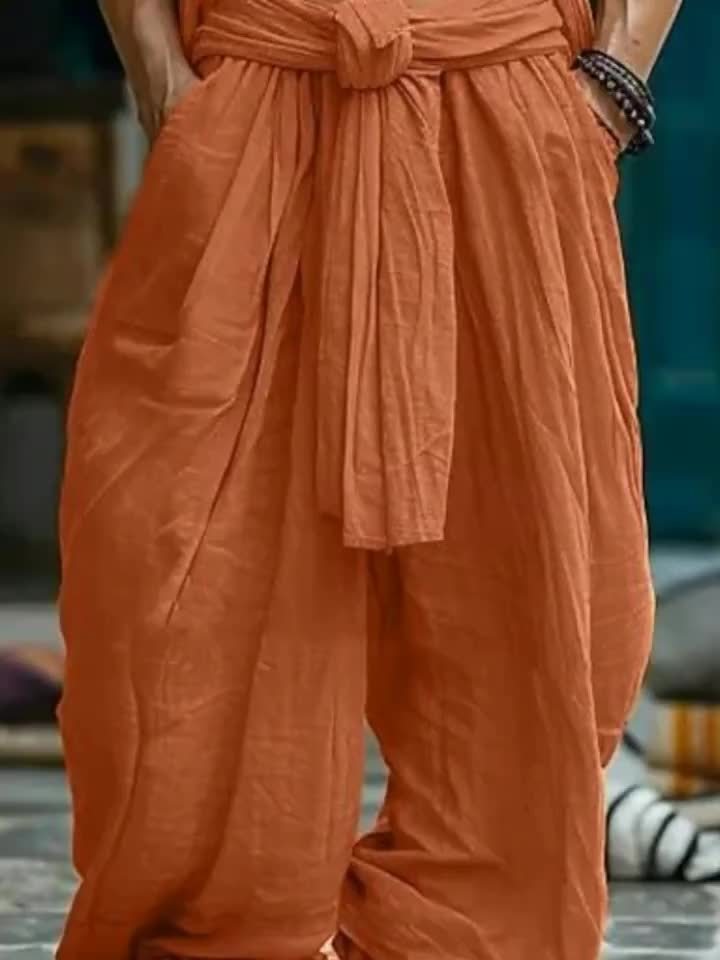 Blossom And Radiate Men's Wide Leg Polyester Trousers